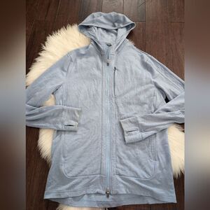 Icebreaker Merino 260 Quantum Long Sleeve Light Blue Full Zip Up Hoodie L Large